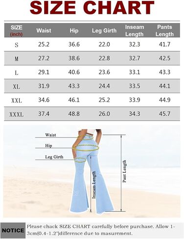 Women Bell Bottom Jeans High Waisted Flare Jean Ripped Hole Classic Denim Bell Bottom Pants in Kuwait