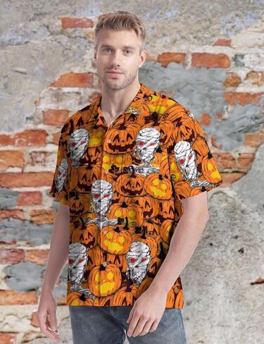 KYBATE الرجال عادية زر أسفل القمصان قصيرة الأكمام قميص هاواي صيفي للرجال الصيف الشاطئ قمصان مضحك قمصان الحفلات in Kuwait