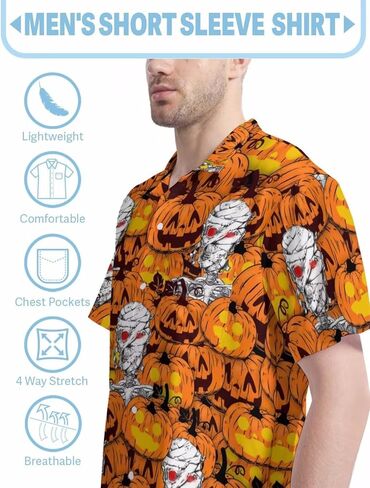 KYBATE الرجال عادية زر أسفل القمصان قصيرة الأكمام قميص هاواي صيفي للرجال الصيف الشاطئ قمصان مضحك قمصان الحفلات in Kuwait