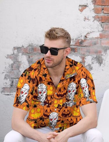 KYBATE الرجال عادية زر أسفل القمصان قصيرة الأكمام قميص هاواي صيفي للرجال الصيف الشاطئ قمصان مضحك قمصان الحفلات in Kuwait