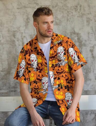 KYBATE الرجال عادية زر أسفل القمصان قصيرة الأكمام قميص هاواي صيفي للرجال الصيف الشاطئ قمصان مضحك قمصان الحفلات in Kuwait