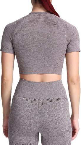 Aoxjox Women's Workout Vital Short Sleeve Seamless Crop Top Yoga Gym Sport Shirts T Shirt in Kuwait