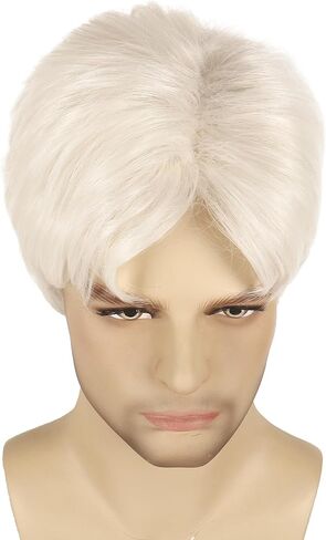 Luvfamday Short Blonde Wig Pink Blue Highlight Spiky Wig Short Straight Fluffy Wig Cosplay Costume Wigs Halloween Party Favors Women Men 2023 in Kuwait