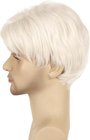 Luvfamday Short Blonde Wig Pink Blue Highlight Spiky Wig Short Straight Fluffy Wig Cosplay Costume Wigs Halloween Party Favors Women Men 2023 in Kuwait