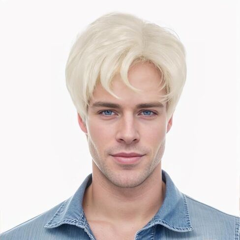 Luvfamday Short Blonde Wig Pink Blue Highlight Spiky Wig Short Straight Fluffy Wig Cosplay Costume Wigs Halloween Party Favors Women Men 2023 in Kuwait