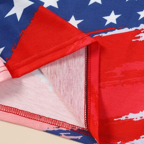 تي شيرت للأولاد والبنات بعلم أمريكي بأكمام قصيرة من القطن 4th من يوليو تي شيرت للأطفال الصغار ملابس وطنية أمريكية 3t-10t in Kuwait