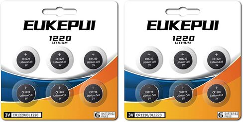 EUKEPUI CR1220 3V بطارية ليثيوم على شكل عملة معدنية - 12 قطعة in Kuwait