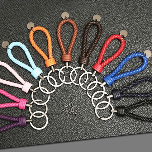 سلاسل مفاتيح ocharzy سلسلة مفاتيح جلدية منسوجة يدويًا، ملحقات سلسلة مفاتيح سيارة بسيطة هدية سلسلة مفاتيح للرجال والنساء (عبوة من قطعة واحدة، أسود) in Kuwait