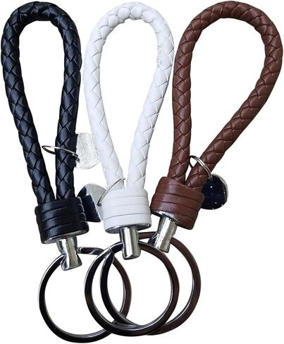 سلاسل مفاتيح ocharzy سلسلة مفاتيح جلدية منسوجة يدويًا، ملحقات سلسلة مفاتيح سيارة بسيطة هدية سلسلة مفاتيح للرجال والنساء (عبوة من قطعة واحدة، أسود) in Kuwait