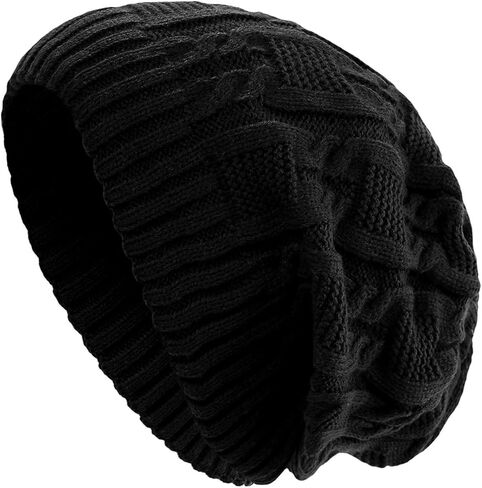 Surblue Unisex Trendy Beanie Warm Oversized Chunky Cable Knit Slouchy Woolen Hat in Saudi Arabia