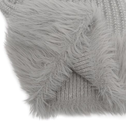 ZLYC Winter Faux Fur Slouchy Beanie Hat for Women Warm Knit Stretch Cuffed Skull Cap in Saudi Arabia