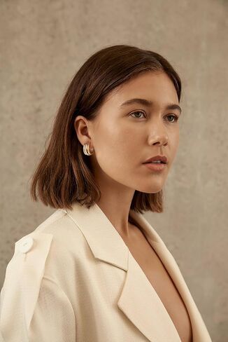 LILIE&WHITE Two Tone Dangle Earrings for Women Hammered Long Bar Drop Earrings Boho Earrings Jewelry in Saudi Arabia