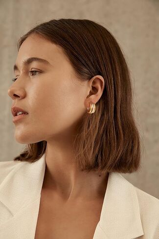 LILIE&WHITE Two Tone Dangle Earrings for Women Hammered Long Bar Drop Earrings Boho Earrings Jewelry in Saudi Arabia