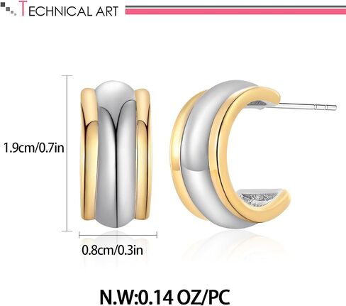 LILIE&WHITE Two Tone Dangle Earrings for Women Hammered Long Bar Drop Earrings Boho Earrings Jewelry in Saudi Arabia