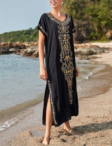فساتين قفطان طويلة مطرزة من Eddoyee للنساء لملابس السباحة قفطان الشاطئ in Kuwait