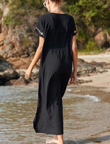 فساتين قفطان طويلة مطرزة من Eddoyee للنساء لملابس السباحة قفطان الشاطئ in Kuwait