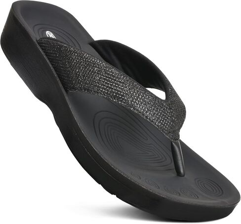 AEROTHOTIC Comfy Open Toe Arch Support Flip Flops for Women Cushion Padded Stylish Straps Dressy Sandals Walking Travel Beach Wear in Kuwait