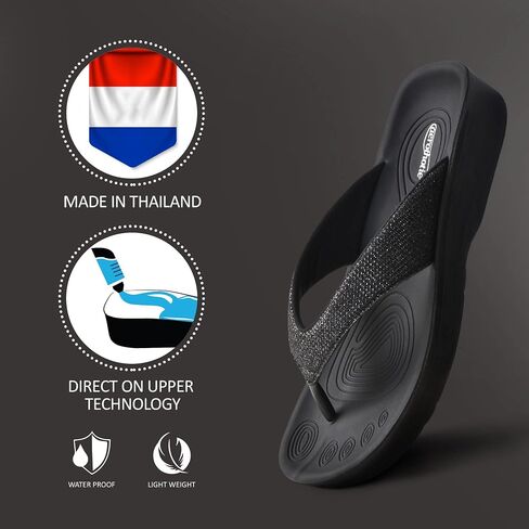 AEROTHOTIC Comfy Open Toe Arch Support Flip Flops for Women Cushion Padded Stylish Straps Dressy Sandals Walking Travel Beach Wear in Kuwait