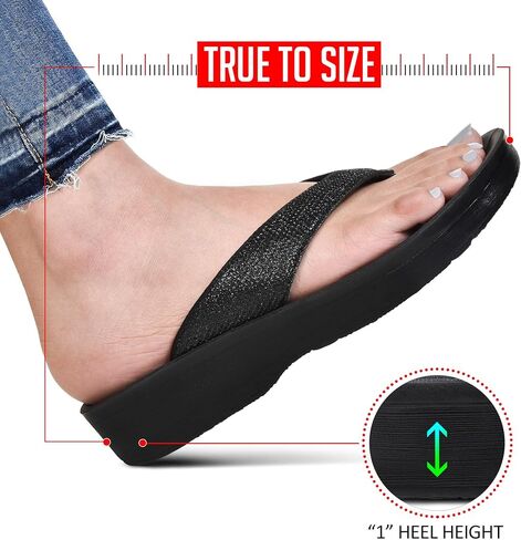 AEROTHOTIC Comfy Open Toe Arch Support Flip Flops for Women Cushion Padded Stylish Straps Dressy Sandals Walking Travel Beach Wear in Kuwait