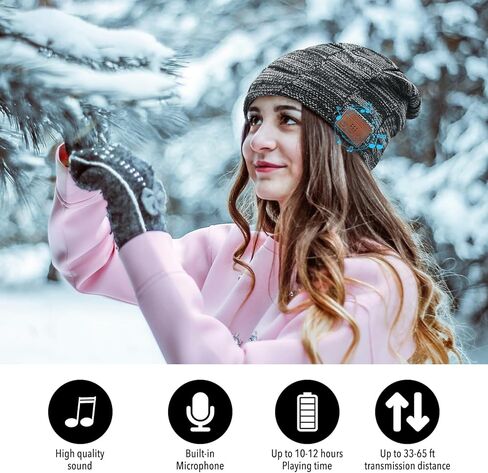 قبعة شتوية دافئة من COTOP للنساء، قبعة موسيقى بلوتوث للنساء والفتيات هدية قبعة صغيرة دافئة للجري والمشي لمسافات طويلة in Kuwait