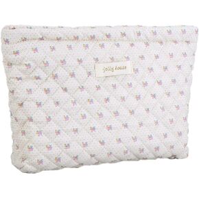 Smiley Face Makeup Bag, Aesthetic Preppy Makeup Bag, Corduroy Cosmetic Bag for Purse, Cute Smile Dots Makeup Pouch with Zipper for Women Toiletry Travel Girls in Kuwait