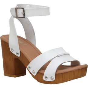 Dunes Women's Sandra Faux Wood Sandal +Memory Foam Insole & LiteSole Technology
