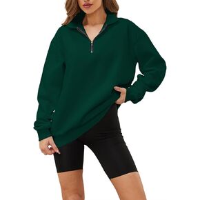 سويت شيرت نسائي من Meladyan بنصف سحاب كبير الحجم وأكمام طويلة وياقة منسدلة وكتف واحد وسحاب 1/4 سترة بلوفر in Kuwait