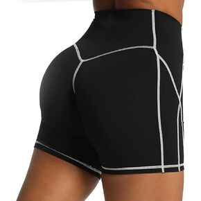 Aoxjox Workout Biker Shorts for Women Tummy Control High Waisted Exercise Gym Yoga Lexi Lined Shorts 6"
