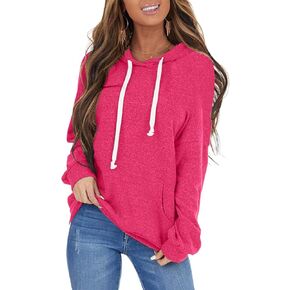 PGANDS Women's Casual Fall Long Sleeve Drawstring Sweatshirt Hoodies Cute Loose Lightweight Solid Pullover Tops with Pocket