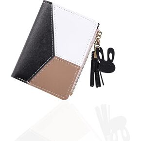 FuninCrea Ladies Zipper Wallet, Small Purse with Metal Snap Button, Leather Wallet for Women with Coin Bag, Multifunction Ladies Bifold Wallets, Credit Card Holder Wallet for Girls (blue)