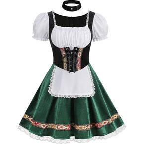 HAPNBCELE Oktoberfest Costume for Women Halloween Beer Maid Dress with Choker