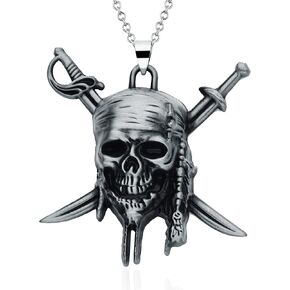 Pirates of The Caribbean Necklace Antique Copper Aztec Skull Pirate Skull Necklace For Men Gift in Saudi Arabia