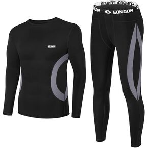 طقم ملابس داخلية حرارية للرجال من EONGOA طقم جونز طويل مع طبقات أساسية مبطنة بالصوف للتزلج في الشتاء للطقس البارد in Kuwait