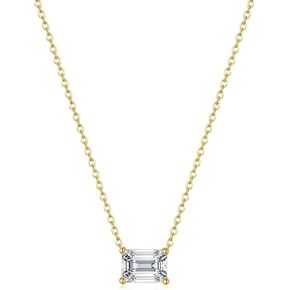EAMTI 925 Sterling Silver Gold Plated Necklaces for Women Oval Cut Solitaire 1 Carat CZ Pendant Necklace | Dainty Glod Necklaces for Women