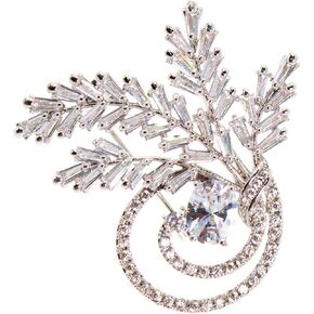JIBSA Flower Shape Brooch Pin - CZ Stones & Pearl White Gold Perfect for Weddings Bridal Parties Ideal for Daily Wear Formal Fashion Look for Women in Kuwait