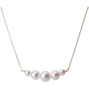 Japanese 4.0-6.5mm Akoya Cultured Pearl Pendant Necklace for Women with 18K | Line Design Excellent Gift | Pearl Necklace in Kuwait