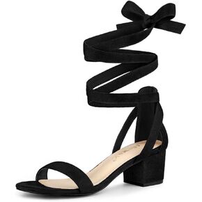 Allegra K Women's Open Toe Block Heel Lace Up Heels Heel Sandals