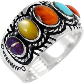 Turquoise Ring Sterling Silver 925 Genuine Gemstones Size 6 to 11
