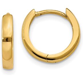 2.25mm Polished Hinged Hoop Huggie Earrings in Real 14k Gold