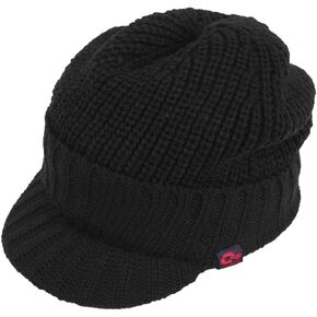 Original One Winter Wool Blend Visor Beanie Knit Hat with Brim Fleece Lined Earflap Ski Cap
