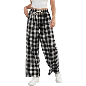 المرأة عالية الخصر منقوشة السراويل الفضفاضة Parechute فضفاضة عادية Y2k الشارع الشهير Sweatpants واسعة الساق in Kuwait