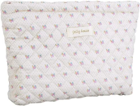 Smiley Face Makeup Bag, Aesthetic Preppy Makeup Bag, Corduroy Cosmetic Bag for Purse, Cute Smile Dots Makeup Pouch with Zipper for Women Toiletry Travel Girls in Kuwait