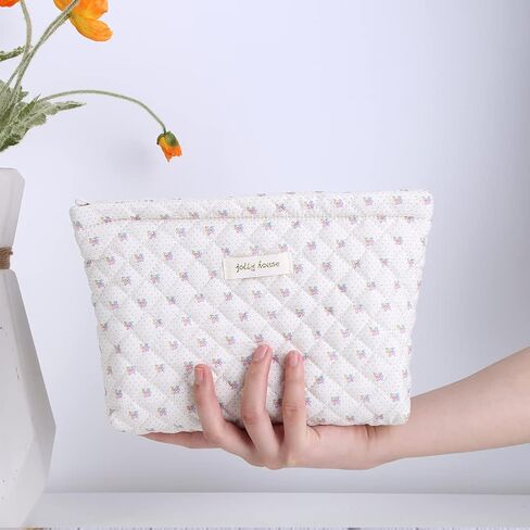 Smiley Face Makeup Bag, Aesthetic Preppy Makeup Bag, Corduroy Cosmetic Bag for Purse, Cute Smile Dots Makeup Pouch with Zipper for Women Toiletry Travel Girls in Kuwait