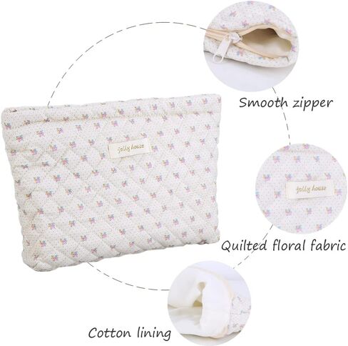 Smiley Face Makeup Bag, Aesthetic Preppy Makeup Bag, Corduroy Cosmetic Bag for Purse, Cute Smile Dots Makeup Pouch with Zipper for Women Toiletry Travel Girls in Kuwait