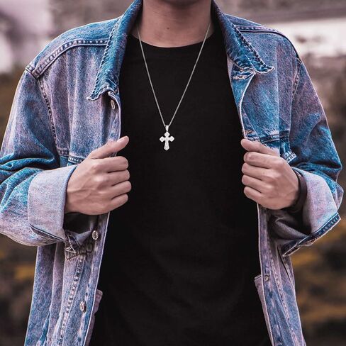XUANPAI Orthodox Cross Pendant Christian Symbol Stainless Steel Byzantine Cross Necklace Russian Cross Emblem Suppedaneum Cross Sign for Men in Kuwait