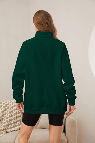 سويت شيرت نسائي من Meladyan بنصف سحاب كبير الحجم وأكمام طويلة وياقة منسدلة وكتف واحد وسحاب 1/4 سترة بلوفر in Kuwait