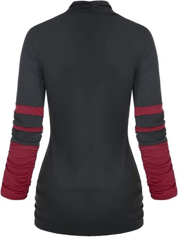 DRESSFO قمصان نسائية طويلة الأكمام بقلنسوة منقوشة سترات بقلنسوة بلوزة تونيك سترة خفيفة الوزن مكشكشة in Kuwait