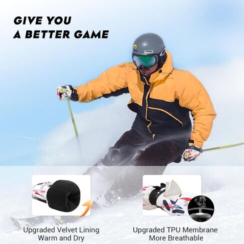 قفازات تزلج ATERCEL للرجال والنساء مقاومة للماء، قفازات ثلجية محدثة تعمل باللمس لعام 2022، قفازات على الجليد للطقس البارد in Kuwait