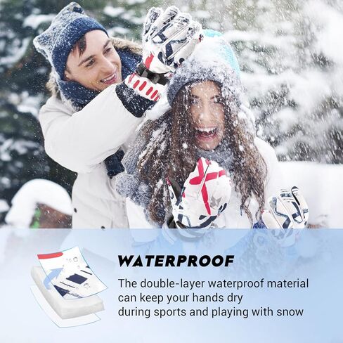قفازات تزلج ATERCEL للرجال والنساء مقاومة للماء، قفازات ثلجية محدثة تعمل باللمس لعام 2022، قفازات على الجليد للطقس البارد in Kuwait