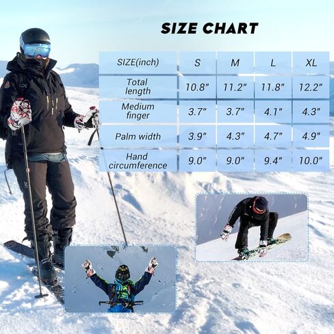 قفازات تزلج ATERCEL للرجال والنساء مقاومة للماء، قفازات ثلجية محدثة تعمل باللمس لعام 2022، قفازات على الجليد للطقس البارد in Kuwait